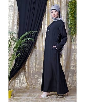 Black Nazneen Front Open  Daily Wear Abaya 3