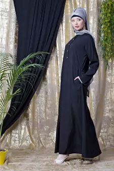 Black Nazneen Front Open  Daily Wear Abaya