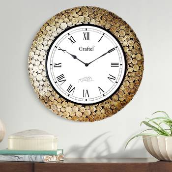 18" Antique Coin Studded Brass Metal Decorative Wall Clock for Home 1
