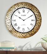 18" Antique Coin Studded Brass Metal Decorative Wall Clock for Home
