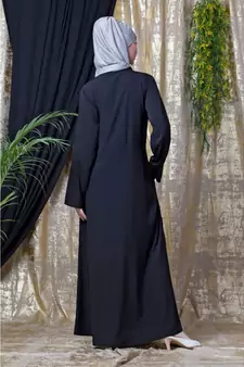 Black Nazneen Front Open  Daily Wear Abaya