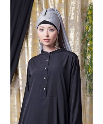 Black Nazneen Front Open  Daily Wear Abaya 5
