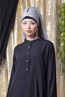 Black Nazneen Front Open  Daily Wear Abaya