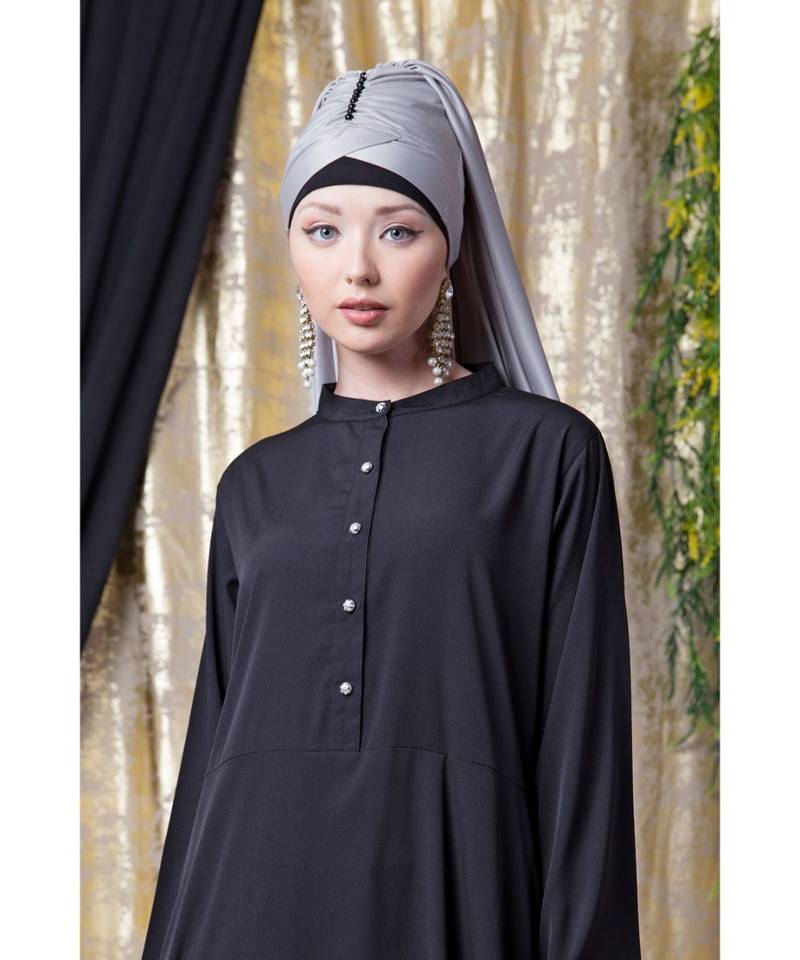 Black Nazneen Front Open  Daily Wear Abaya