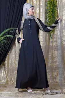 Black Nazneen Front Open  Daily Wear Abaya