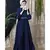 Blue Nazneen Balloon Sleeve Pom Pom Lace Bohemian  Abaya