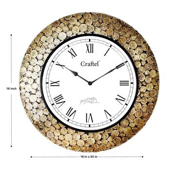 18" Antique Coin Studded Brass Metal Decorative Wall Clock for Home 3