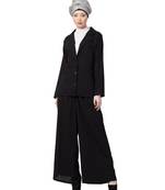Black Nazneen Executive Two Pc Contemprory Coat Pant Cum Abaya