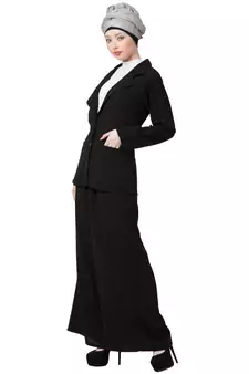 Black Nazneen Executive Two Pc Contemprory Coat Pant Cum Abaya