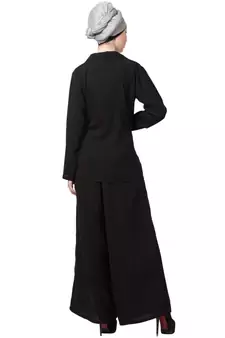 Black Nazneen Executive Two Pc Contemprory Coat Pant Cum Abaya