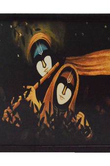Radha Krishna playing Flute Satin Matt Texture UV Art Painting