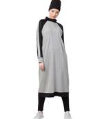 Grey Nazneen Contrast Knits Sports Abaya With Legging