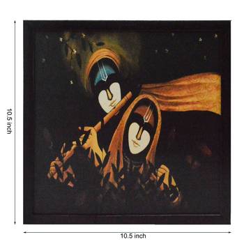 Radha Krishna playing Flute Satin Matt Texture UV Art Painting 2