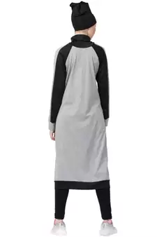Grey Nazneen Contrast Knits Sports Abaya With Legging