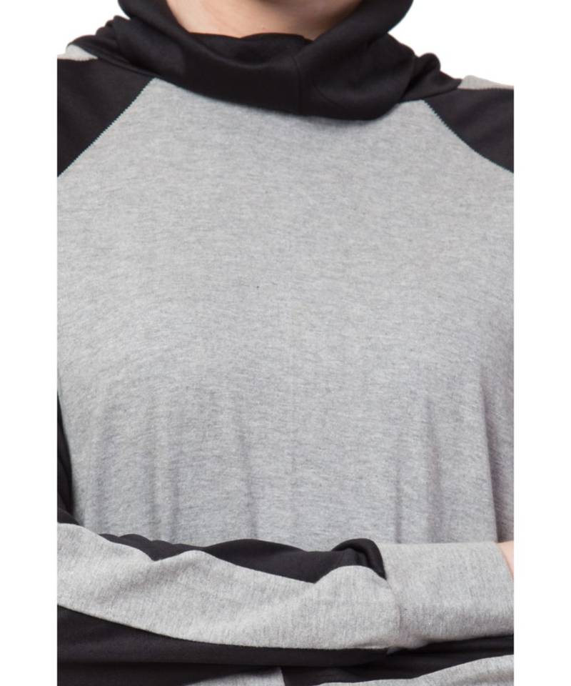 Grey Nazneen Contrast Knits Sports Abaya With Legging