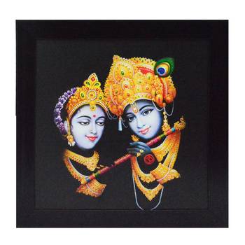 Radha Krishna playing Flute Satin Matt Texture UV Art Painting 1
