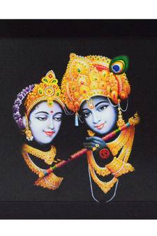 Radha Krishna playing Flute Satin Matt Texture UV Art Painting