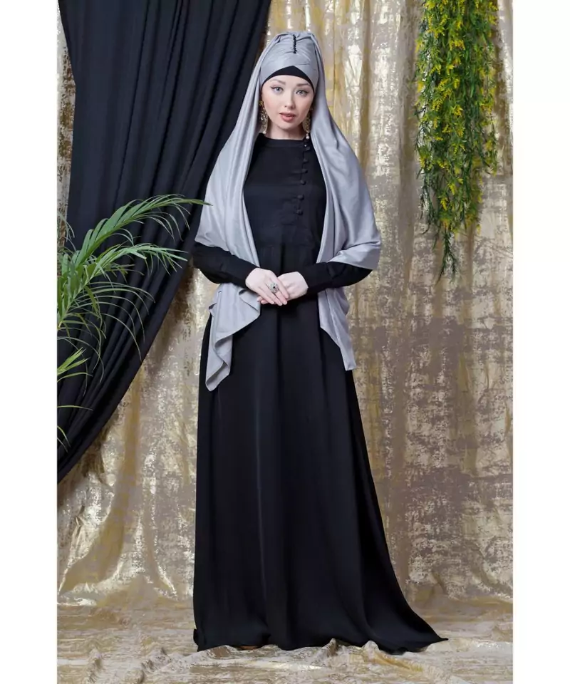Black Nazneen Side Open Band At Waist Nida Abaya