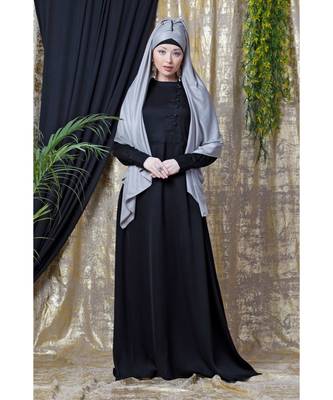 Black Nazneen Side Open Band At Waist Nida Abaya 1