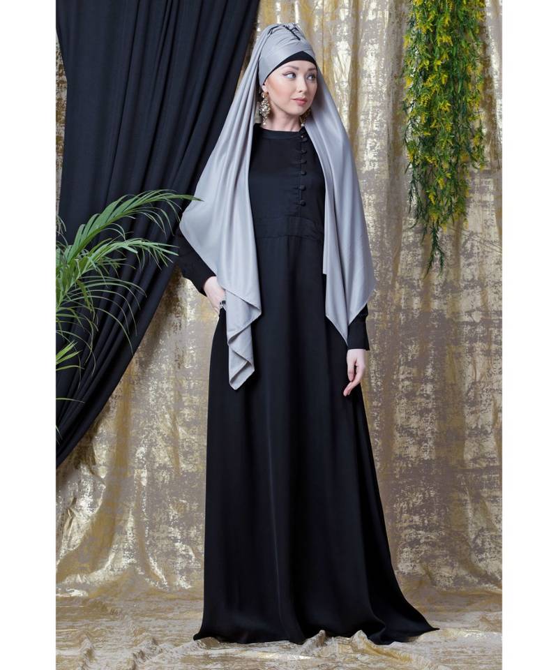 Black Nazneen Side Open Band At Waist Nida Abaya