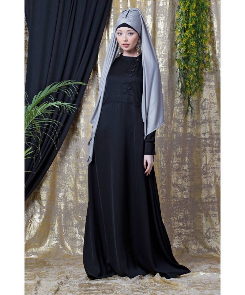 Black Nazneen Side Open Band At Waist Nida Abaya