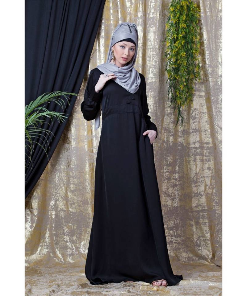 Black Nazneen Side Open Band At Waist Nida Abaya