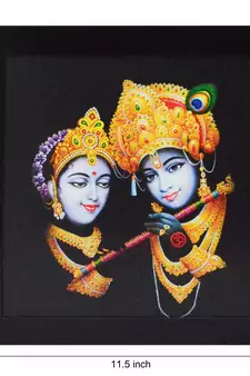 Radha Krishna playing Flute Satin Matt Texture UV Art Painting