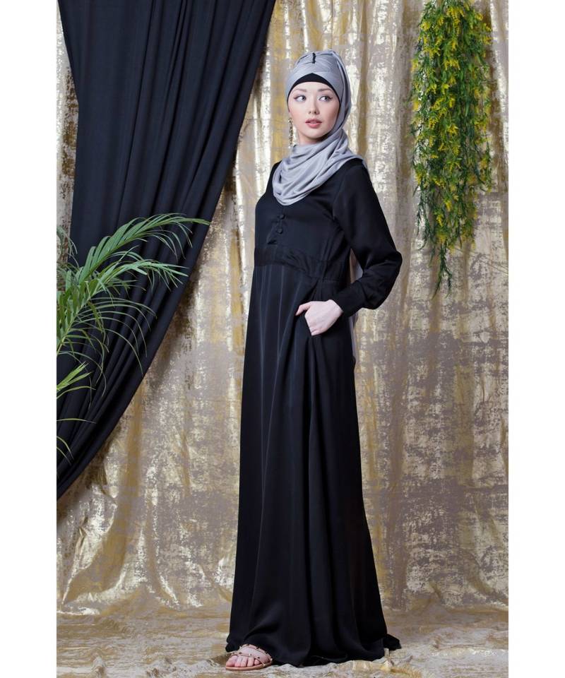 Black Nazneen Side Open Band At Waist Nida Abaya