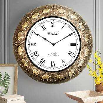 18" AntiqueBrass Metal Decorative Wall Clock for Home 1