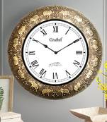 18" AntiqueBrass Metal Decorative Wall Clock for Home