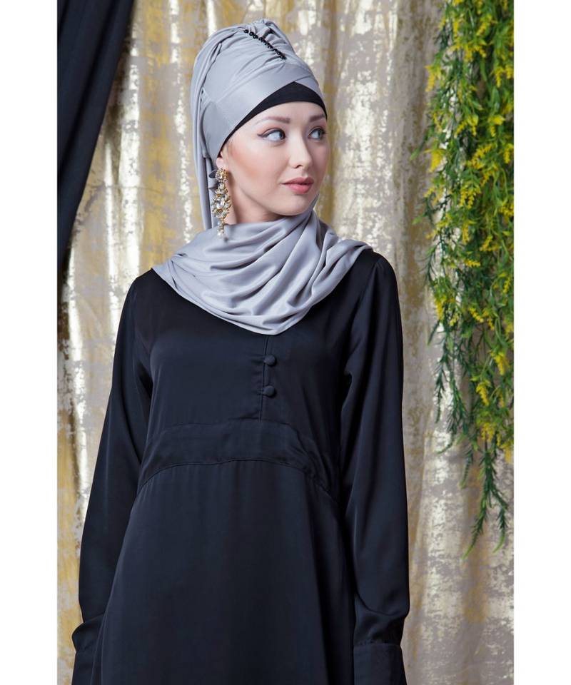 Black Nazneen Side Open Band At Waist Nida Abaya