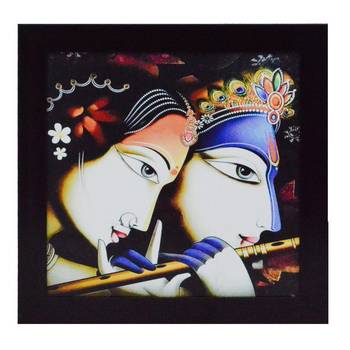 Radha Krishna playing Flute Satin Matt Texture UV Art Painting 1
