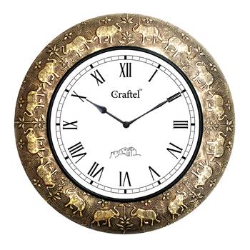 18" AntiqueBrass Metal Decorative Wall Clock for Home 2