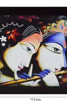 Radha Krishna playing Flute Satin Matt Texture UV Art Painting