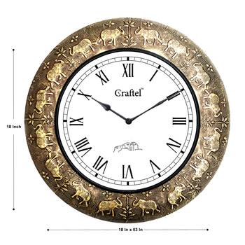 18" AntiqueBrass Metal Decorative Wall Clock for Home 3