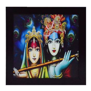 Radha Krishna playing Flute Satin Matt Texture UV Art Painting 1