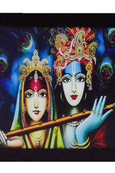 Radha Krishna playing Flute Satin Matt Texture UV Art Painting
