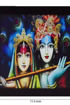 Radha Krishna playing Flute Satin Matt Texture UV Art Painting