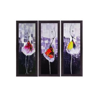 Set Of 3 Abstract Dancing Lady Satin Matt Texture UV Art Painting 1