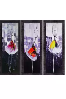 Set Of 3 Abstract Dancing Lady Satin Matt Texture UV Art Painting