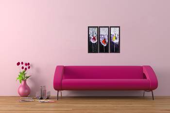 Set Of 3 Abstract Dancing Lady Satin Matt Texture UV Art Painting 2