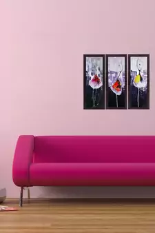 Set Of 3 Abstract Dancing Lady Satin Matt Texture UV Art Painting