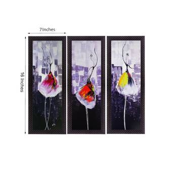 Set Of 3 Abstract Dancing Lady Satin Matt Texture UV Art Painting 3