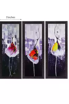 Set Of 3 Abstract Dancing Lady Satin Matt Texture UV Art Painting