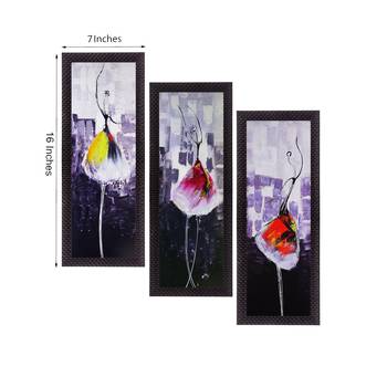 Set Of 3 Abstract Dancing Lady Satin Matt Texture UV Art Painting 2