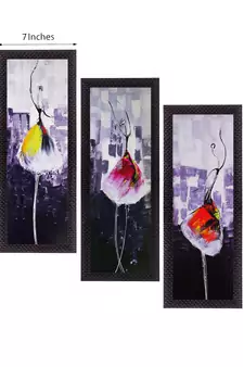 Set Of 3 Abstract Dancing Lady Satin Matt Texture UV Art Painting