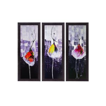 Set Of 3 Abstract Dancing Lady Satin Matt Texture UV Art Painting 1