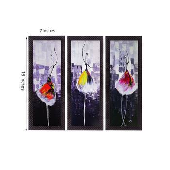 Set Of 3 Abstract Dancing Lady Satin Matt Texture UV Art Painting 2