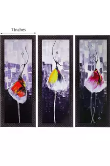 Set Of 3 Abstract Dancing Lady Satin Matt Texture UV Art Painting