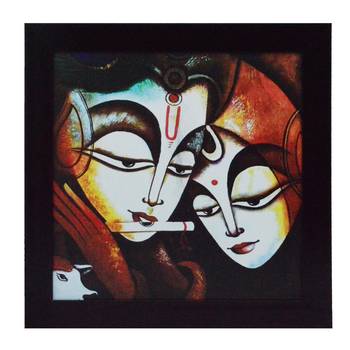 Radha Krishna playing Flute Satin Matt Texture UV Art Painting 1